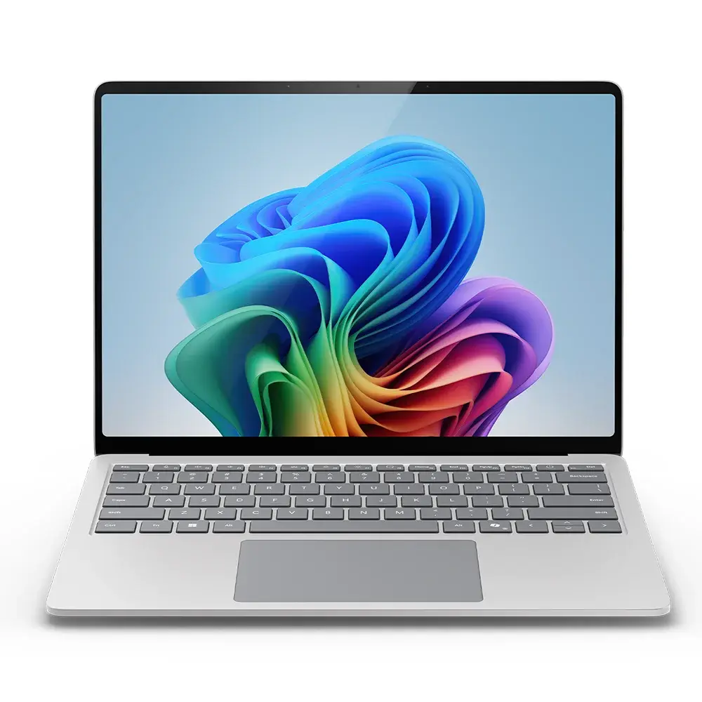 Surface Laptop 7 with a bright display and keyboard on a white background