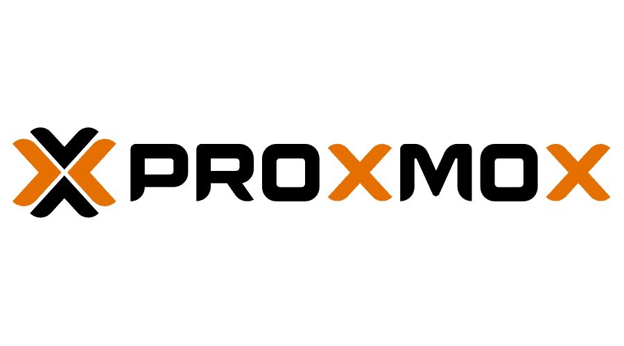 Proxmox logo featuring bold typography and a combination of black and orange colors, representing virtualization management solutions.