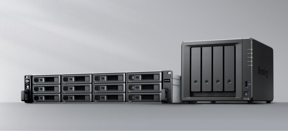 A Synology NAS system featuring multiple drive bays for storage solutions.