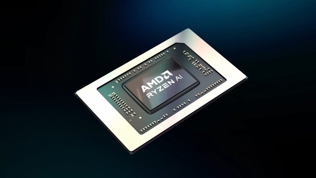 An AMD Ryzen AI 9 365 chip showcasing advanced technology for computing and artificial intelligence.