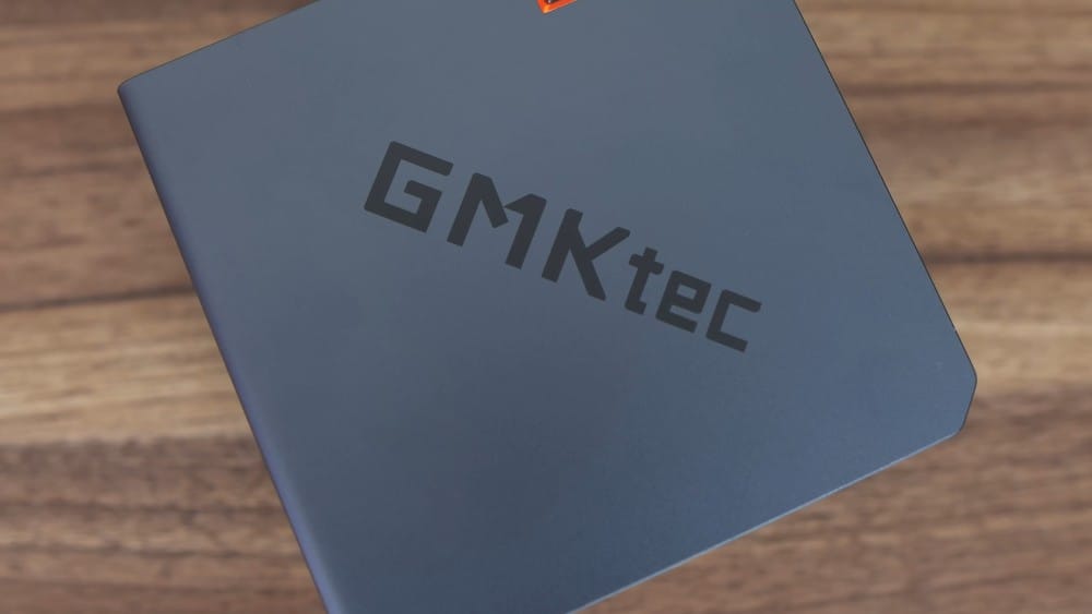 GMKtec EVO-X1 device showcasing its sleek exterior and logo