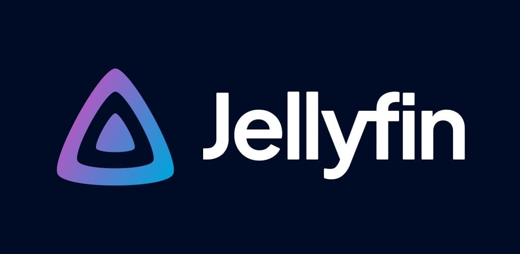 Logo of Jellyfin, a free and open-source media server software, featuring a colorful triangular design.