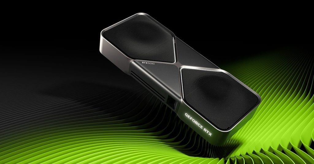 A NVIDIA GeForce RTX 5090 graphics card featuring sleek design and advanced cooling technology